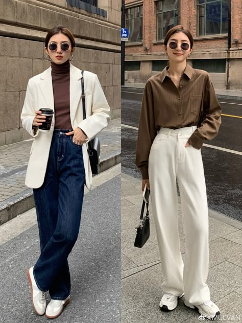 Office Outfits Korean Style, Casual Outfit Korean, Smart Casual Women Outfits, Outfit Korean Style, Smart Casual Women, Mix Match Outfits, Korean Outfit Street Styles, Korean Casual Outfits, Causal Outfits