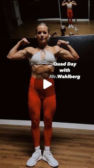 Alicia Erickson - The Midlife Maven on Instagram: "Just for funsies! Who wants to try it?!

Marky Mark Quad Day! So spicy! 

Here’s the workout from his recent post!

Hack squat 4x8-10 (building sets)
Close stance Leg press 3x10
Cable goblet squat 3x12
Superset w/ Single Leg ext 3x10-12 each leg
Heels elevated back squat 3x10
Static lunge Goblet KB or DB 3x10 each leg
TRX Sissy squat  3x12-15 (or use this as your warm up movement!)
Overhead plate sissy squat  3x10

Quads on 🔥🔥

What’s up next for the midlife lifting crowd?!@markwahlberg 💪👏" Upper Quad Workout, Quad Burnout, Quad Workout At Home, Quad Workout, Quad Exercises, Goblet Squat, Back Squats, Front Squat, Leg Press