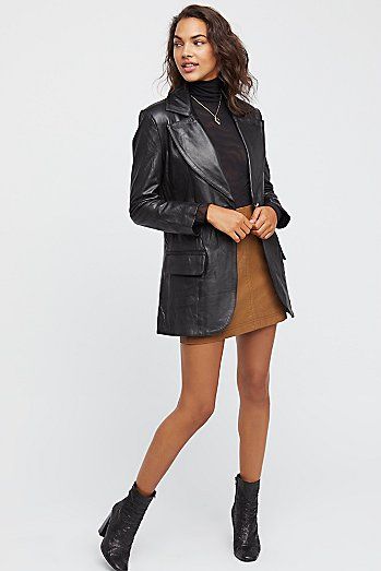 Blazer Outfit, Leather Blazer, Free People, Black Leather, Leather Jacket, Blazer, Leather, Black