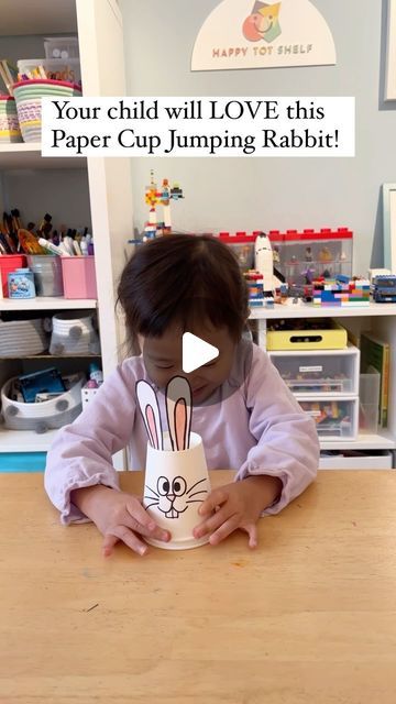 Rabbits Crafts Preschool, Paper Cup Jumping Bunny, Diy Activities For Toddlers, Easter Projects For Kids, Easy Easter Crafts For Kids, Jumping Rabbit, Rabbit Craft, Summer School Crafts, Bunny Activities