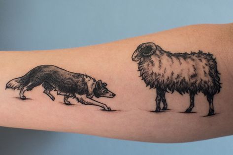 After wanting one for 10  years, I finally got a tattoo this weekend Sheep Dog Tattoo, Tattoo Sheep, Farm Tattoos, Sheep Tattoos, Urban Element, Sheepdog Tattoo, Black Sheep Tattoo, Farm Tattoo, Tattoo Pieces