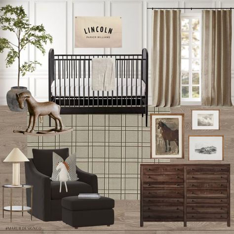 Vintage Nursery Boy, Plaid Nursery, Black Crib, Traditional Nursery, Ikea Nursery, Toddler Boys Room, Nursery Room Design, Baby Room Inspiration, Nursery Room Inspiration