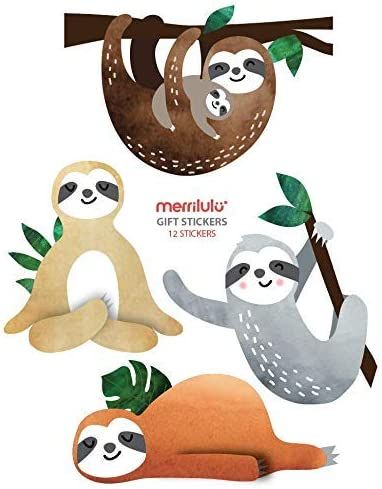 Amazon.com: Sloth - Gift Bag Stickers, 3 Sheets | Sloth Birthday Party Favors | Tropical Party | Sloth Birthday, Baby Shower : Toys & Games Sloth Birthday Party, Sloth Party, Sloth Stickers, Sloth Birthday, 7 Birthday, Sloth Art, Baby Pugs, Birthday Illustration, Party Stickers