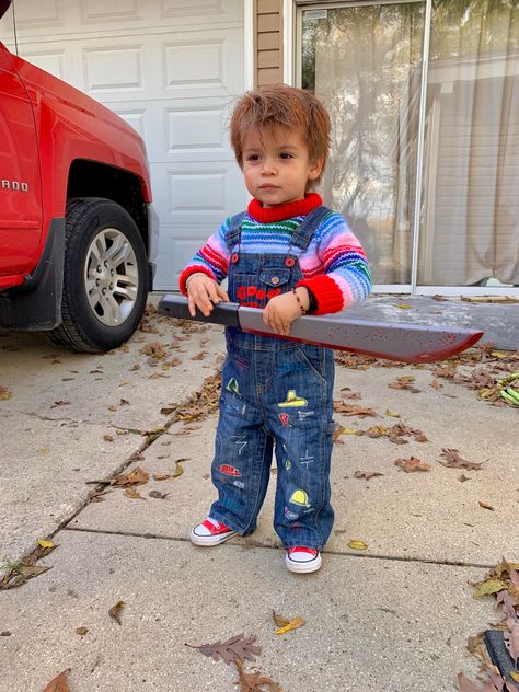 Chucky Halloween Costume Toddler, Toddler Chucky Costume, Chucky Halloween Costume, Chucky Halloween, Chucky Costume, Halloween Group, Costume Toddler, Toddler Halloween Costumes, Toddler Costumes