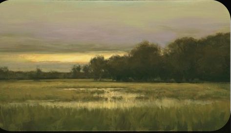 Marsh Artwork, Dennis Sheehan, Marsh Painting, Salt Marsh, Nostalgic Art, Landscape Artwork, Abstract Art Landscape, Paintings I Love, Green Landscape