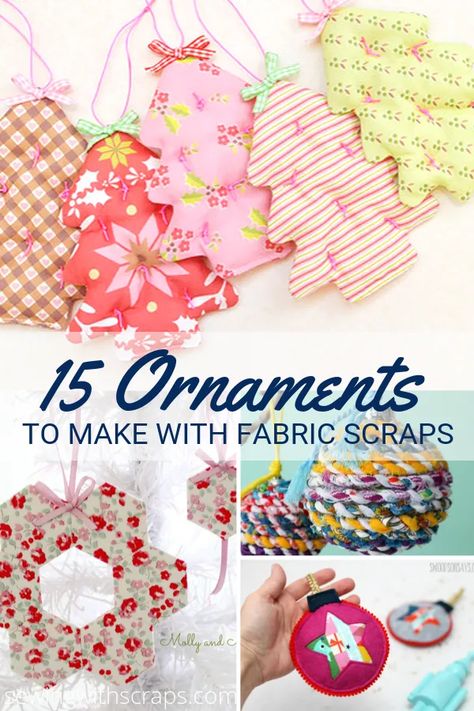 Memory Crafts From Clothes Sewing Patterns, Scraps Sewing, Sewing With Scraps, Sewn Christmas Ornaments, Sewing Christmas Gifts, Christmas Fabric Crafts, Ornaments To Make, Easy Christmas Ornaments, Christmas Sewing Projects