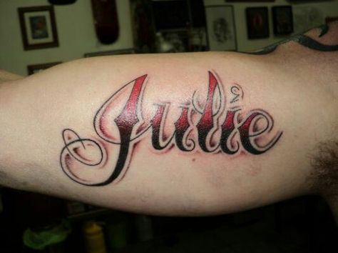 Julie James Name, Tattoo Back, Tattoo Name, Name Tattoo Designs, Word Definitions, Name Tattoo, Name Tattoos, Word Tattoos, Tattoo Lettering