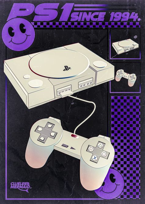 90s Game Poster, Playstation Poster Design, Retro Video Games Aesthetic, Retro Gaming Poster, 90s Nostalgia Graphic Design, 90s Graphic Design Poster, 00s Graphic Design, Video Game Poster Design, Video Game Posters Retro