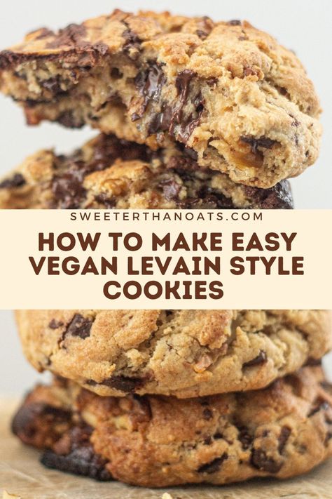 Thick Vegan Cookies, Vegan Nyc Cookies, Vegan New York Style Cookies, Vegan Monster Cookies, Vegan Levain Cookies, Vegan Bakery Recipes, Huge Cookies, Cookies Levain, Levain Cookie Recipe