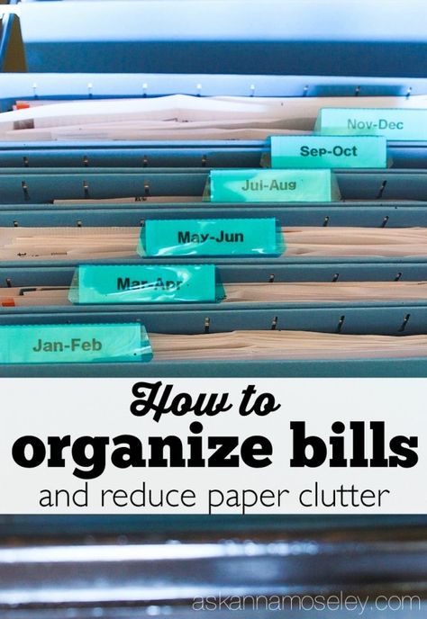 This very simple method for organizing bills and reduce paper clutter will get your bill organized and reduce your clutter and stress | Ask Anna Organizing Bills, Organize Bills, Paper Clutter Organization, Organizational Ideas, Organizing Paperwork, Bill Organization, Paper Clutter, Clutter Organization, Finance Organization