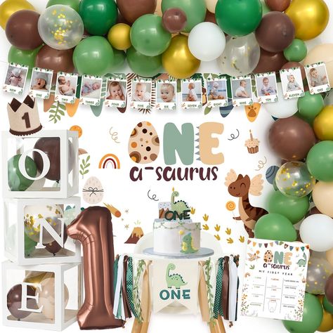 Dinosaur Themed Birthday Party Ideas, Dinosaur Themed 1st Birthday Party, Dinosaur First Birthday Party Ideas, 1st Birthday Boy Themes Ideas, Boy Birthday Theme Ideas, Dino 1st Birthday Party Boy, First Birthday Boy Dinosaur Theme, Baby Boys First Birthday Ideas, 1st Birthday Dinosaur Theme