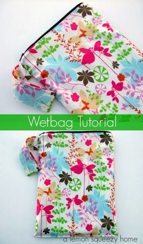 Wetbag Tutorial // a lemon squeezy home. Not just for cloth diapers! Great for the pool and to hold anything else that gets wet while you are out and about! Wet Bag Tutorials, Family Design, Sew Ins, Baby Sewing Projects, Cloth Pads, Wet Bag, Zippered Pouch, Gift Art, Bags Tutorial