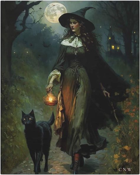 Pointy hat ladies and others - Imgur Sorceress Art, Witch Pictures, Witches Halloween, Cottagecore Art, Witch Magic, Witch Costume, Season Of The Witch, Images Vintage, Arte Sketchbook