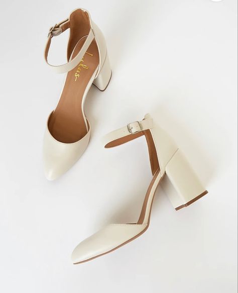 My dream wedding shoes from Lulus! Rehearsal Dinner Shoes, Closed Toe Wedding Shoes, Navy Graduation, White Ankle Strap Heels, Comfy Wedding Shoes, Graduation Heels, Dream Wedding Shoes, Wide Heels, Wedding Shoes Heels