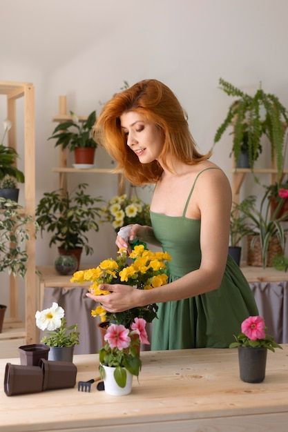 Person Holding Potted Plant Reference, Watering Plants Pose Reference, Woman Watering Plants, Normal Poses, Headshot Photos, Beautiful Flowers Garden, Nature Flowers, Human Poses, Body Poses