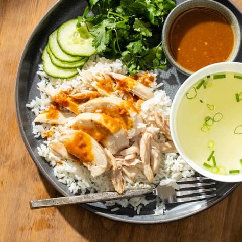 Thai-Style Chicken and Rice (Khao Man Gai) | Cook's Country Thai Chicken And Rice, Khao Man Gai, Cooks Country, Cooks Country Recipes, Reheat Chicken, America's Test Kitchen Recipes, Chili Garlic Sauce, Thai Chicken, America's Test Kitchen