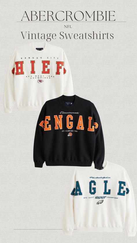 How cute are these new Abercrombie NFL sweatshirts! I can’t wait until they add more teams! #nfl #nflteam #kansascitychiefs #eagles #bengals #bills Follow my shop @Lo_Novi1 on the @shop.LTK app to shop this post and get my exclusive app-only content! #liketkit #LTKSeasonal #LTKGiftGuide #LTKHoliday @shop.ltk https://liketk.it/4rxiK Eagles Sweatshirt, Nfl Sweatshirt, Philadelphia Eagles, Nfl Teams, Kansas City Chiefs, Sport T Shirt, Eagles, Philadelphia, Nfl