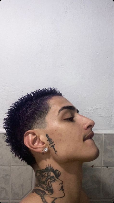 Men’s Neck Tattoos, Tattoo Neck Men, Face Tattoo Men, Punk Hair Men, Men Neck Tattoo, Back Of Neck Tattoo Men, Neck Tattoo Men, Buzz Cut For Men, Hairline Tattoos