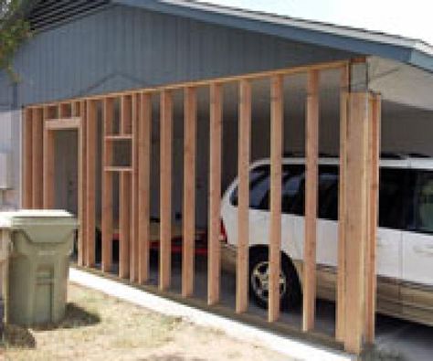 Checklist for a Carport to Garage Conversion Carport To Garage Conversion, Garage Pergola Diy, Enclosed Carport, Carport Makeover, Diy Carport, Pool Pergola, Pergola Shade Cover, Plan Garage, Garage Pergola