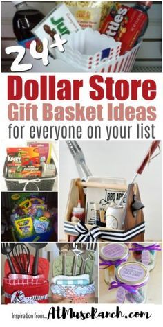 Dollar Store Gift Basket Ideas - You’ll never run out of ideas of what to give this roundup of dollar store gift baskets. There is something for everyone and every occasion. Dollar Store Gift Baskets, Dollar Store Gifts, Dollar Tree Gifts, Raffle Basket, Raffle Baskets, Themed Gift Baskets, Gift For Mom Christmas, Dollar Gift, Diy Gift Baskets