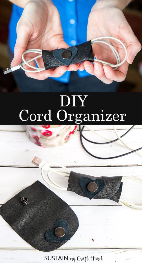 Leather DIY Cord Organizer Gift Idea Cord Organizer Diy, Diy Cord Organizer, Leather Cord Organizer, Organizer Diy, Christmas Experiences, Cord Organizer, Organization Gifts, Crafts For Boys, Cord Organization