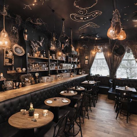 Embark on a mystical journey at our witch-themed cafe, where every potion and brew is crafted with enchantment. Unveil the secrets of our spellbinding ambiance, featuring dark aesthetics, cauldron-inspired decor, and bewitching aromas. 🧙‍♀️✨ Join us for a spellbinding experience that transcends the ordinary. #WitchyCafe #MagicalBrews #EnchantedEats #CauldronCrafting #OccultAmbiance #MysticalDining #PotionPairing #WitchyWonderland #SpellboundCuisine Goth Cafe Aesthetic, Dark Academia Cafe Aesthetic, Dark Academia Bakery, Goth Coffee Shop, Witch Coffee Shop, Dark Cafe Aesthetic, Fairy Restaurant, Dark Academia Cafe, Gothic Cafe