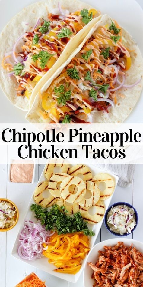 Tacos For Life Recipes, Teriyaki Chicken Tacos With Pineapple, Hawaiian Tacos Chicken, Chicken And Pineapple Tacos, Dinner Ideas With Pineapple, Chipotle Pineapple Chicken, Pineapple Tacos Chicken, Dinner With Pineapple, Light Refreshing Dinner Recipes