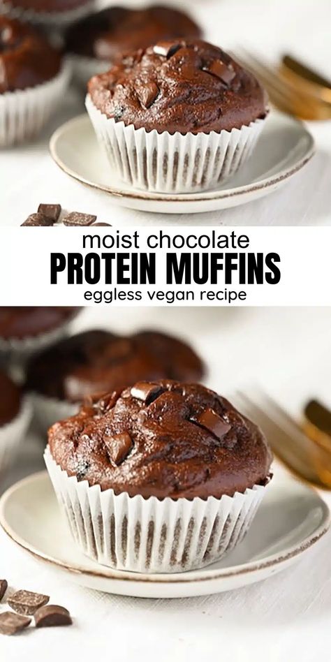 Muffin Recipes Protein, Healthy Protein Cupcakes, Moist Protein Muffins, High Protein Cupcakes, High Protein Chocolate Muffins, Chocolate Protein Powder Muffins, Protein Muffins Chocolate, Protein Chocolate Muffins, Muffins Without Eggs