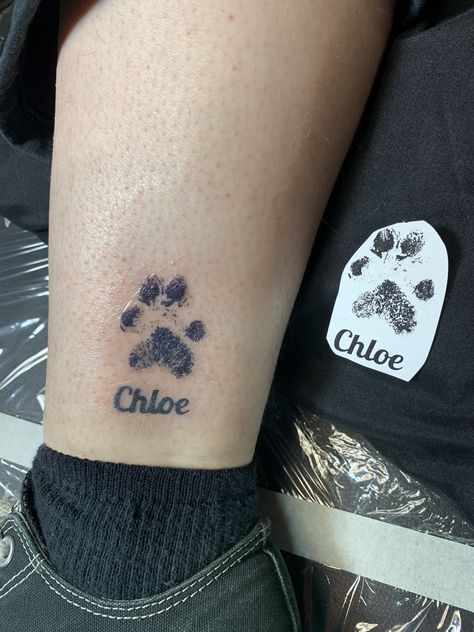 Dog Tattoo On Ankle, Tattoo Ideas Paws Dog Prints, Pawprint Tattoo Ankle, Dog Paw Tattoo On Ankle, Ankle Tattoo Paw Print, Pets Paw Print Tattoo, Actual Paw Print Tattoo, Double Paw Print Tattoo, Tattoos With Paw Prints