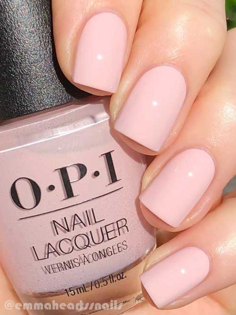 Short Square Light Pink Nails with OPI Pink in Bio Cool Pink Nail Polish, Barbie Pink Pedicure Ideas, Opi Blush Pink Nail Polish, Pale Pink Nail Polish Colors, Opi Me Myself And Opi, Pale Pink Gel Nails Short, Pale Pink Nails Short, Opi Stop Im Blushing, Best Light Pink Gel Nail Polish