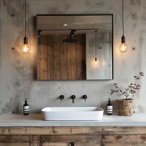 20+ Industrial Style Bathroom Mirror Ideas for a Chic Urban Update • 333+ Art Images Bathroom Mirror Industrial, Tiny Industrial Bathroom, Industrial Bathroom Mirror, Industrial Bathroom Lights, Industrial Chic Bathroom, Bathroom Chrome Fixtures, Small Industrial Bathroom, Industrial Bathroom Ideas, Industrial Bathroom Mirrors