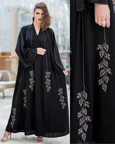 #Repost @elnaline with @instatoolsapp I cannot belive ? She looks like queen. #abayas Black Abaya Designs, Abaya Pattern, Abaya Fashion Dubai, Flower Girl Dresses Blue, Dubai Abaya, Iranian Women Fashion, Mode Abaya, Abaya Designs, Embroidery Designs Fashion