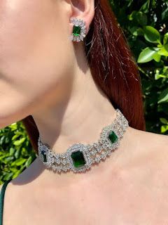 Emrald Beeds Choker, Emerald And Diamond Choker, Desi Choker, Diamond Choker Outfit, Diamond Choker Indian, Diamond Chocker, Diamond Choker Set, Emerald Jewelry Set, Diamond Chokers