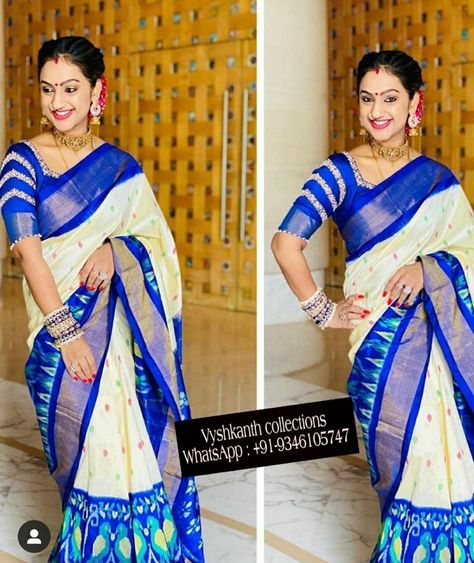 WhatsApp no : 9346105747 Pritha Hari, Traditional Saree Blouse Designs, Marriage Clothes, Latest Saree Blouse, Bride Saree, Blouse Works, Lakshmi Devi, Blouse Designs Catalogue, Pattu Saree Blouse Designs