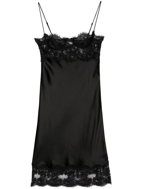 Find SAINT LAURENT Kleid Slip Dress on Editorialist. black silk lace panelling V-neck adjustable spaghetti straps knee-length Saint Laurent Silk Dress, Saint Laurent Aesthetic Outfits, Ysl Black Dress, Saint Laurent Gown, Black Lace Robe, Night Ware, Ysl Clothes, Ysl Dress, Saint Laurent Dress