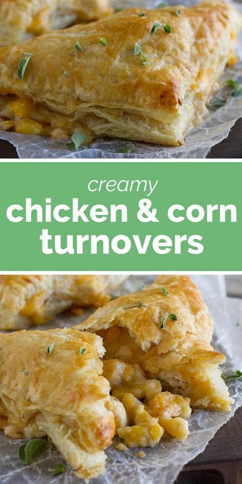 Puff Pastry Recipes With Chicken, Chicken Cream Cheese Puff Pastry Recipes, Chicken With Puff Pastry Recipes, Puff Pastry With Chicken Filling, Chicken Pie Recipe Easy Puff Pastries, Easy Cream Sauce, Corn Pie, Cream Cheese Corn, Corn Puffs