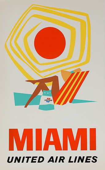 8- Miami Vintage Airline Posters, United Air, Miami Travel, Postal Vintage, Airline Travel, Vintage Airlines, Retro Travel Poster, Air Lines, Jules Verne