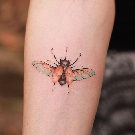 Bug Tattoo, Insect Tattoo, Butterfly Tattoos For Women, June Bug, Tattoo Now, Cute Ear Piercings, Book Tattoo, Half Sleeve Tattoo, Simplistic Tattoos