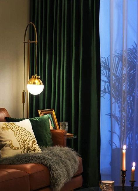 Green Velvet Room Divider, Green Aesthetic Curtain, Emerald Curtains Living Rooms, Dark Green Curtains Living Room, Dark Green Curtains Bedroom, Emerald Green Velvet Curtains, Forest Green Curtains, Dark Green Curtains, Green Window Curtains