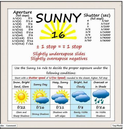 Sunny 16 Rule Sunny 16 Rule, Sunny 16, Photography Cheat Sheets, Photography Help, Photography Basics, Foto Tips, Photography Education, Photography Guide, Photography 101