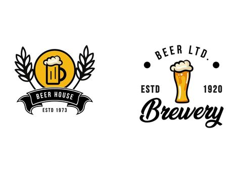 Industry Logo Design, Beer House, Industry Logo, The Beer, Logo Design Template, Design Template, Vector Art, Vector Free, Beer