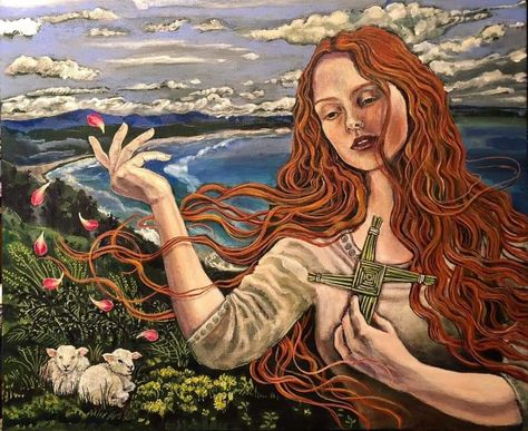 Goddess Moodboard, Saint Brigid Of Kildare, Brigid Goddess, Goddess Brigid, Saint Brigid, Celtic Deities, Goddess Of Fire, Irish Goddess, The Triple Goddess