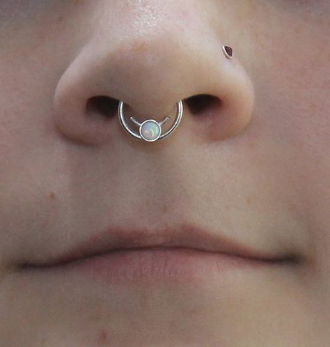 Nickel free. Silver septum ring. Silver Septum Ring, Cartilage Helix Piercing, Septum Earrings, Opal Septum, Septum Piercing Jewelry, Daith Jewelry, Aluminum Earrings, Piercing Septum, Silver Nose Ring