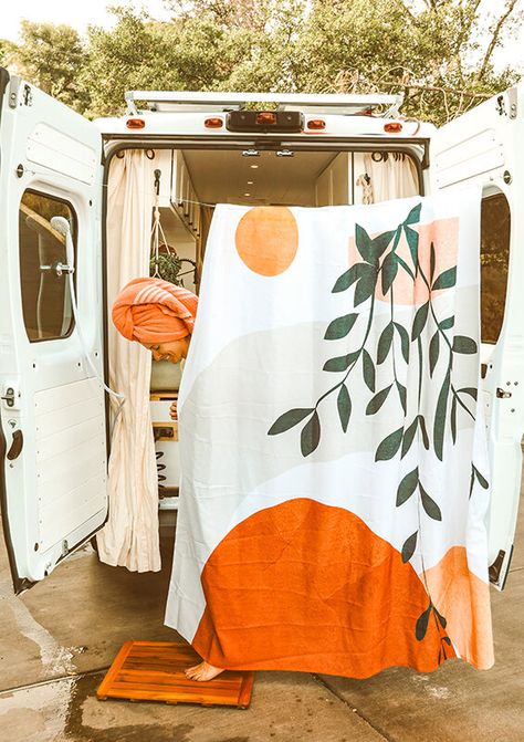 Camper Van Curtain Ideas, Court And Nate Van Life, Van Organisation Ideas, Painted Camper Van, Van Diy Ideas, Hammock In Van, Van Life Inspiration, Day Van Ideas, Camper Van Organization