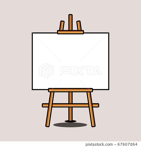 Blank canvas empty isolated stand in the brown wooden easel flat illustration design vector sign and symbol of drawing or painting tools Painting Stand Drawing, Art Easel Drawing, Easel Illustration, Easel Drawing, Flat Illustration Design, Whiteboard Stand, Drawing Stand, Logo Design Illustration, Empty Canvas