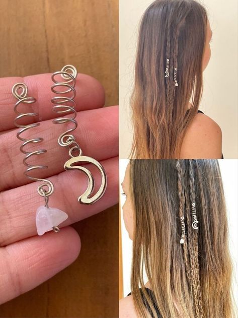 Hippie Hair, Types Of Hair, Diy Jewelry Unique, Wire Jewelry Designs, Handmade Jewelry Tutorials, Diy Wire Jewelry, Hair Wraps, Hair Rings, Handmade Wire Jewelry