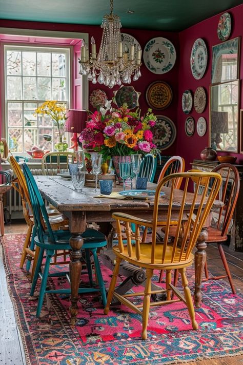 29 Maximalism Home Decor Ideas to Transform Your Space 16 Colorful Maximalist Home, Maximalist Dining Room, Maximalism Home, Opulent Bedroom, Colorful Maximalist, Comfortable Sectional Sofa, Burgundy Walls, Bold Bedroom, Vintage Console Table