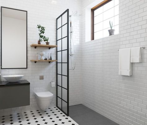 White Bathroom Inspiration, Design Interior Baie, Mini Bad, Simple Bathroom Designs, Mold In Bathroom, Narrow Bathroom, Bad Inspiration, Frameless Shower, Bathroom Trends