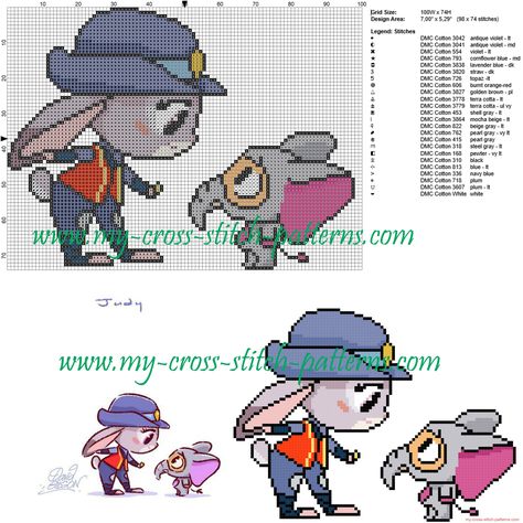 Judy chibi cross stitch pattern Chibi Cross Stitch, Disney Cross Stitch Patterns, Motifs Perler, Disney Cross Stitch, Learn Embroidery, Crochet Cross, Modern Cross Stitch Patterns, Cross Stitch Patterns Free, Free Cross Stitch