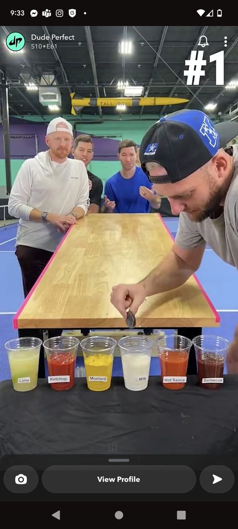 A game on Dude Perfect. Roll an Oreo down a slanted board. At the bottom of the board are 6 cups, with different "dipping" options, only one is milk. Dude Perfect Mini Games, Dude Perfect Birthday Party Games, Dude Perfect Birthday Party, Oreo Dip, Boys 8th Birthday, Student Games, Birthday Morning, Reunion Games, Family Reunion Games